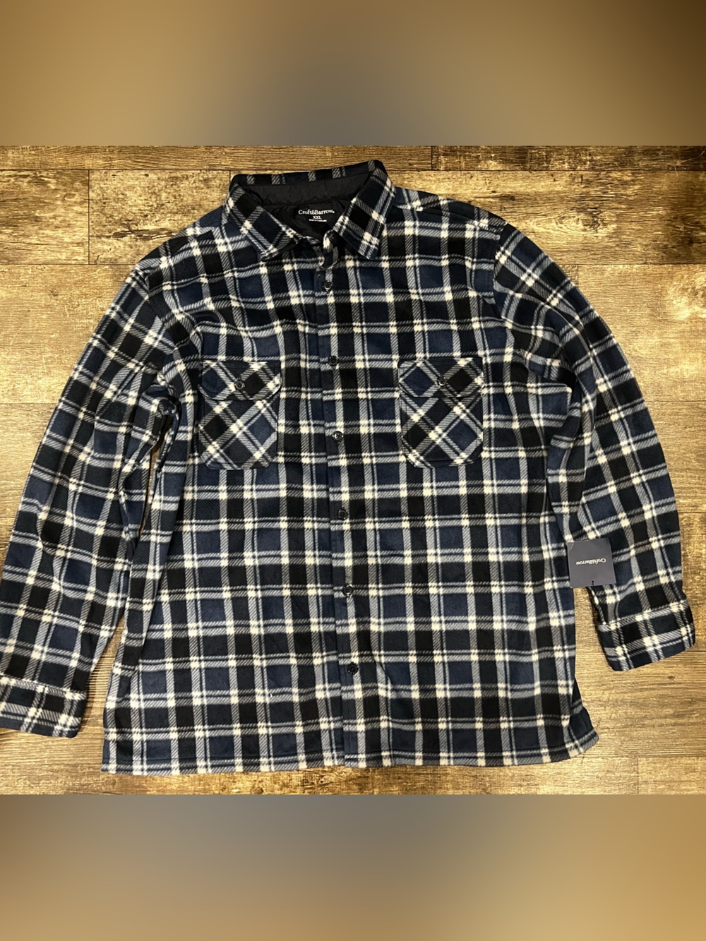 croft & barrow Navy and White Plaid Lightweight Shirt Jacket